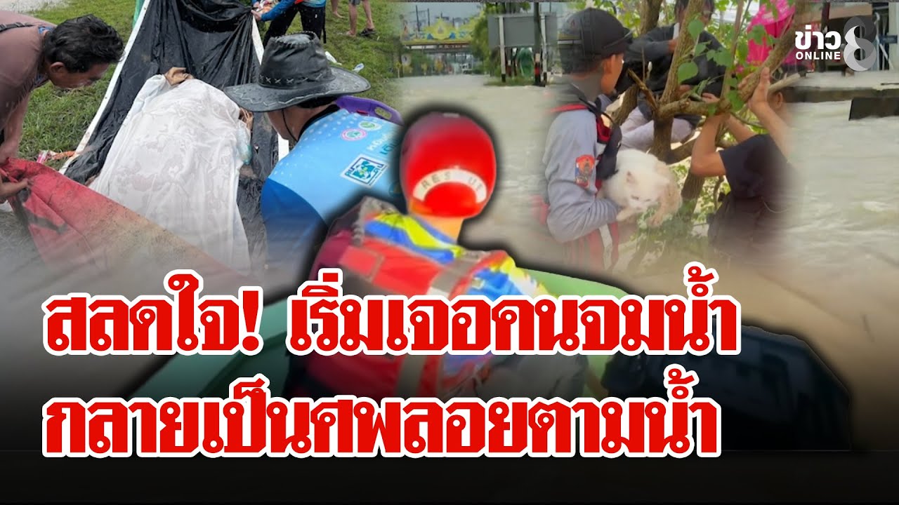บีบใจ!-ช่วยยายอุ้มแมวหนีน้ำท่วมขึ้นต้นไม้-สลดใจ!-เริ่มเ